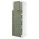 SEKTION kitchen cabinet, grey-green, two doors, adjustable shelves, tall, modern.
