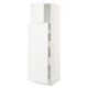 White SEKTION cabinet with adjustable shelves and dampening door hinges.