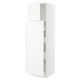 Ikea SEKTION white tall kitchen cabinet with storage shelves and adjustable hinges.