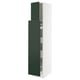 Ikea SEKTION kitchen cabinet, white and dark green, tall, rectangular with shelves.