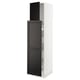 SEKTION kitchen unit: tall, white cabinet with black stained wood doors, adjustable shelves, bevelled edges.