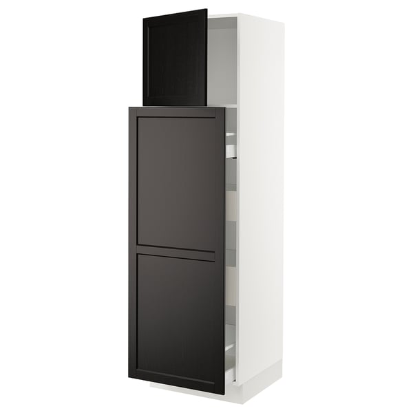 SEKTION kitchen unit: white & dark grey. Tall, narrow cabinet with two doors, adjustable shelves.