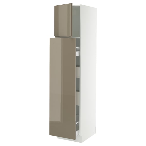 Ikea SEKTION kitchen cabinet, high gloss dark grey-brown with integrated handles.