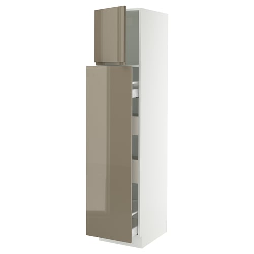 Ikea SEKTION kitchen cabinet, high gloss dark grey-brown with integrated handles.