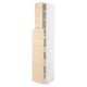 SEKTION kitchen cabinet in white & light ash. Tall, slim with two adjustable shelves.