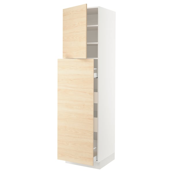 A light ash-colored wooden cabinet from the SEKTION kitchen system. It has a sleek, rectangular design with a door and adjustable shelves.