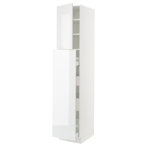 High glossy white SEKTION kitchen cabinet with adjustable shelves.