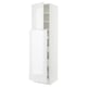 White SEKTION kitchen cabinet with glossy finish and adjustable shelves.