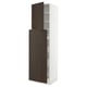 Ikea SEKTION white kitchen cabinet with dark brown wood door, two adjustable shelves.