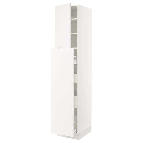 White SEKTION kitchen cabinet with adjustable shelves.