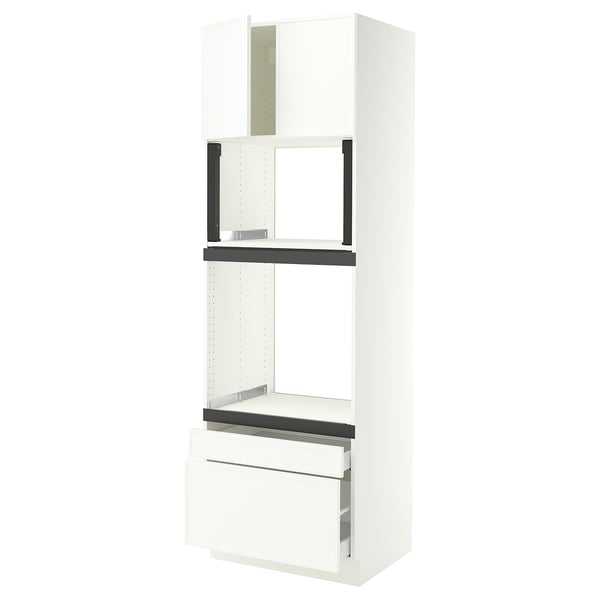 SEKTION / MAXIMERA Hi cab f oven/micro w 2 drwrs/2 drs, white/Aspudden matt white, 30x24x90 "