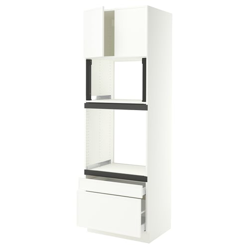 SEKTION / MAXIMERA Hi cab f oven/micro w 2 drwrs/2 drs, white/Aspudden matt white, 30x24x90 "