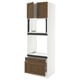 Wooden-trimmed white kitchen cabinet with 2 drawers and 2 upper doors.