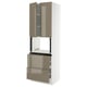 Dark grey-brown ikea kitchen unit with metal handles & white frame