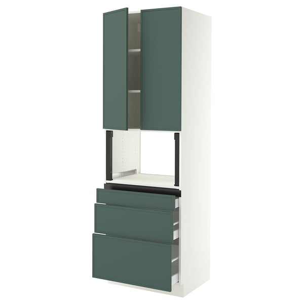 SEKTION / MAXIMERA Hi cb f micro w 3 drawers/2 doors, white/Aspudden dark gray-green, 30x24x90 "