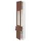 SEKTION tall white cabinet with wooden drawers and glass door.