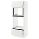 An ikea SEKTION kitchen cabinet in white with an open shelf and drawer. Its modern, minimalist, and made of particleboard and steel.