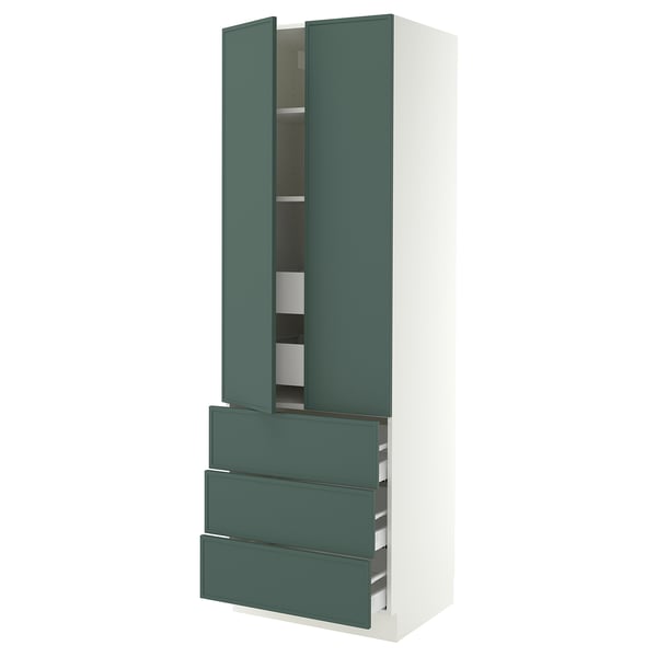 SEKTION / MAXIMERA High cab w 2 drs/3 fronts/5 drawers, white/Aspudden dark gray-green, 30x24x90 "