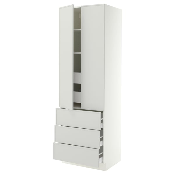 SEKTION / MAXIMERA High cab w 2 drs/3 fronts/5 drawers, white/Aspudden light gray, 30x24x90 "