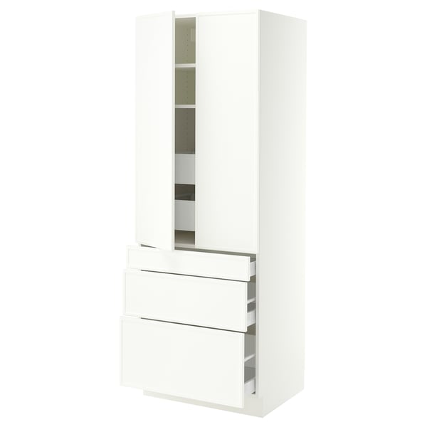 SEKTION / MAXIMERA High cab w 2 drs/3 fronts/5 drawers, white/Aspudden matt white, 30x24x80 "