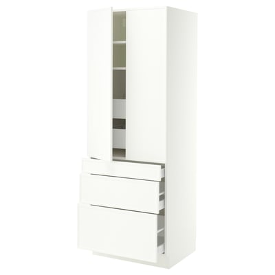 SEKTION / MAXIMERA High cab w 2 drs/3 fronts/5 drawers, white/Aspudden matt white, 30x24x80 "
