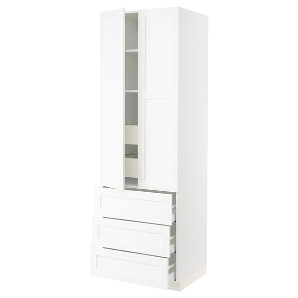 White SEKTION kitchen cabinet with doors and drawers, clean design.