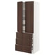 SEKTION kitchen unit - tall, white cabinet with dark brown wooden drawers and doors, sleek modern design.