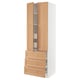 SEKTION kitchen cabinet in light oak, tall, white body, two doors, three drawers, modern, wooden panels.