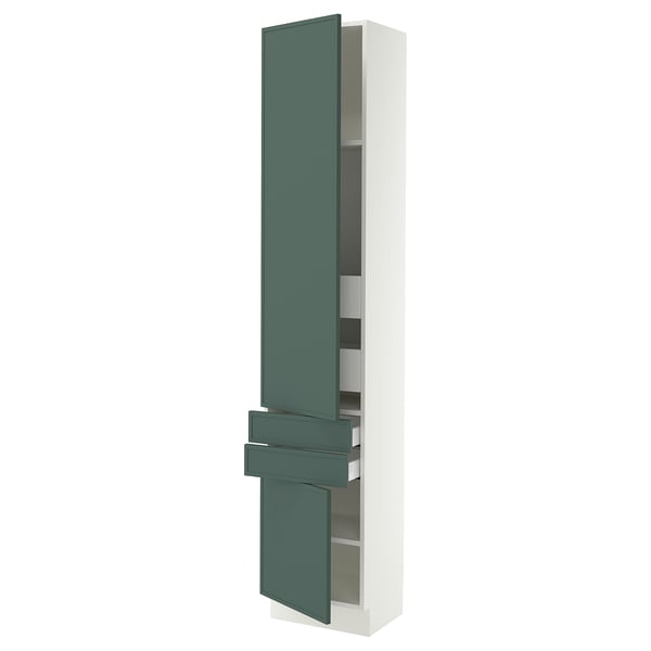 SEKTION / MAXIMERA High cab w 2drs/2 fronts/4 drawers, white/Aspudden dark gray-green, 18x15x90 "