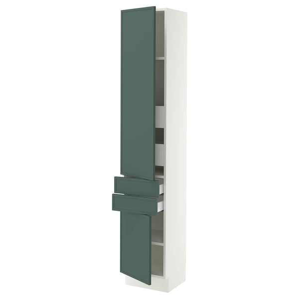 SEKTION / MAXIMERA High cab w 2drs/2 fronts/4 drawers, white/Aspudden dark gray-green, 15x15x80 "
