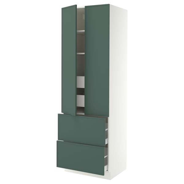 SEKTION / MAXIMERA High cab w 2drs/2 fronts/4 drawers, white/Aspudden dark gray-green, 30x24x90 "