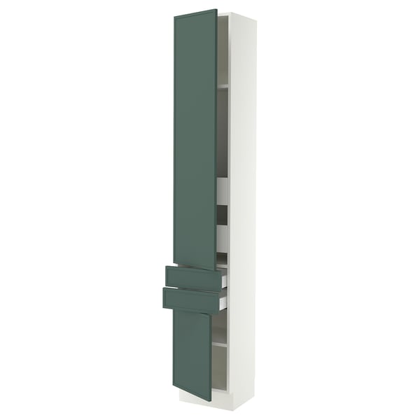 SEKTION / MAXIMERA High cab w 2drs/2 fronts/4 drawers, white/Aspudden dark gray-green, 15x15x90 "