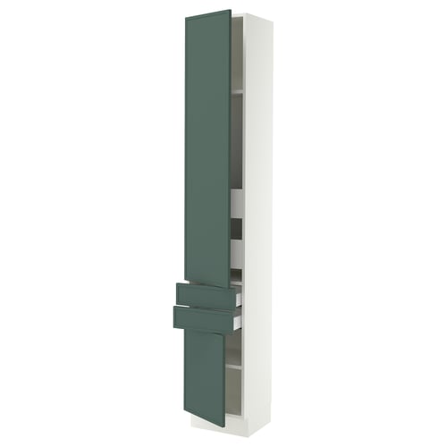 SEKTION / MAXIMERA High cab w 2drs/2 fronts/4 drawers, white/Aspudden dark gray-green, 15x15x90 "