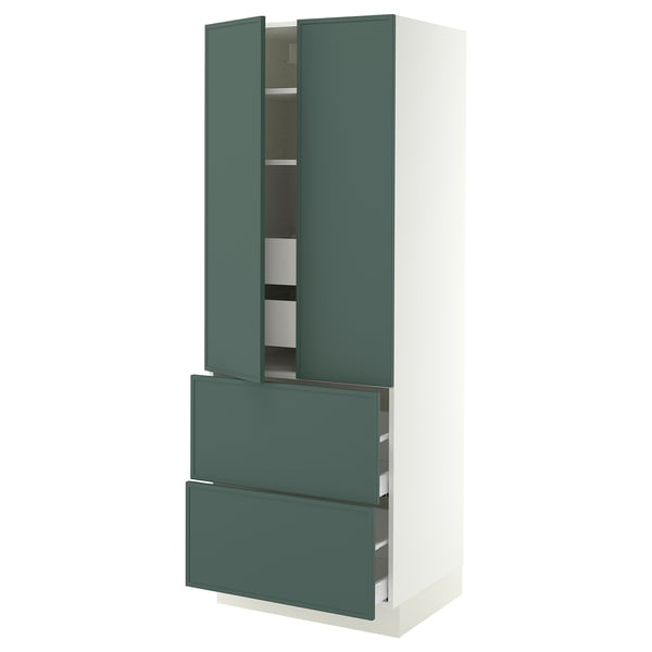 SEKTION / MAXIMERA High cab w 2drs/2 fronts/4 drawers, white/Aspudden dark gray-green, 30x24x80 "