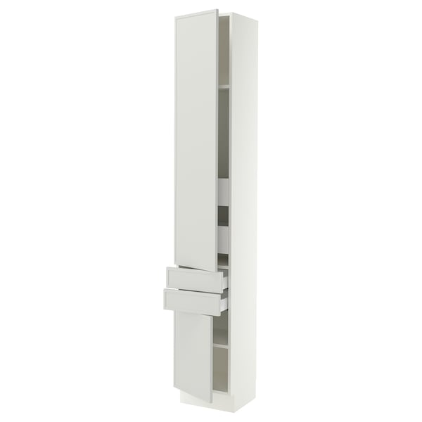 SEKTION / MAXIMERA High cab w 2drs/2 fronts/4 drawers, white/Aspudden light gray, 15x15x90 "