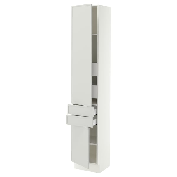 SEKTION / MAXIMERA High cab w 2drs/2 fronts/4 drawers, white/Aspudden light gray, 15x15x80 "
