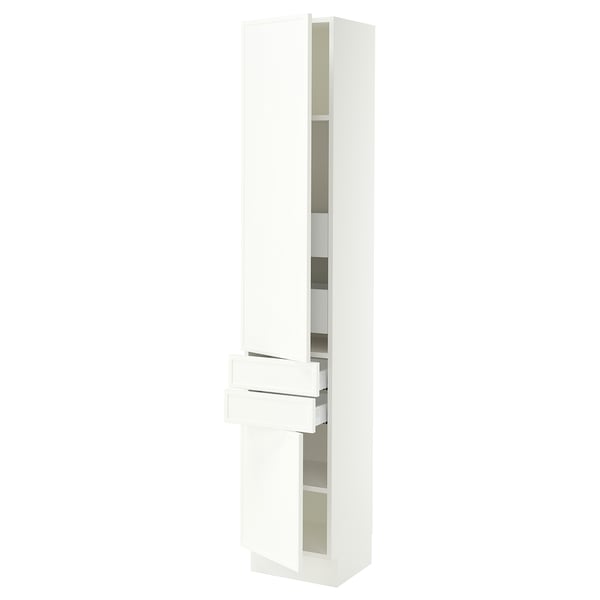 SEKTION / MAXIMERA High cab w 2drs/2 fronts/4 drawers, white/Aspudden matt white, 15x15x80 "