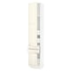 IKEA SEKTION off-white cabinet with wooden doors and drawers, featuring bevelled edges and adjustable shelves.