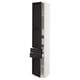 SEKTION: tall white cabinet with dark wood accents, mirror, storage, and drawers. Modern, functional, with a snap-on hinge for easy cleaning.