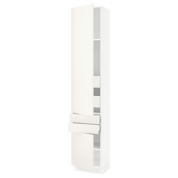 Ikea SEKTION white kitchen cabinet with adjustable shelves and soft-closing hinges.