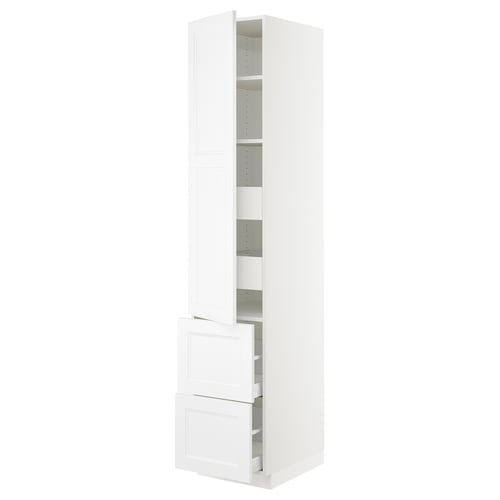 Ikea SEKTION white kitchen cabinet with adjustable shelves and drawers.