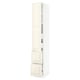 White SEKTION kitchen cabinet with shelves, drawers, and gentle-closing doors.