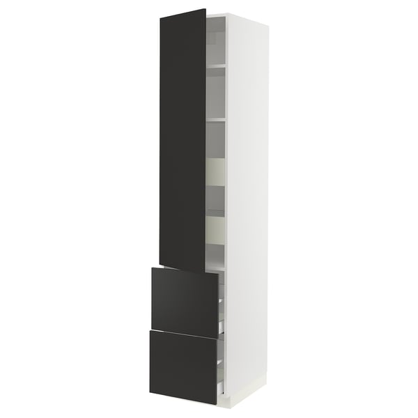 SEKTION kitchen unit: tall, white with black drawer and door combo, modern design, slim shape.