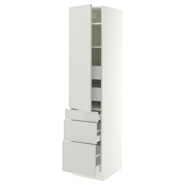 SEKTION / MAXIMERA High cab w door/3 fronts/5 drawers, white/Aspudden light gray, 18x24x80 "