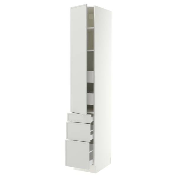 SEKTION / MAXIMERA High cab w door/3 fronts/5 drawers, white/Aspudden light gray, 15x24x90 "