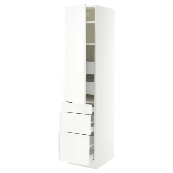SEKTION / MAXIMERA High cab w door/3 fronts/5 drawers, white/Aspudden matt white, 18x24x80 "