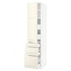 Off-white SEKTION kitchen cabinet with drawers and shelves, traditional design.