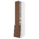 SEKTION kitchen cabinet, white and walnut, tall, three drawers, one shelf.