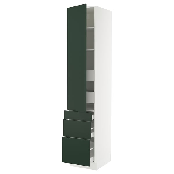 SEKTION kitchen cabinet: green, 3-drawer, adjustable shelf.