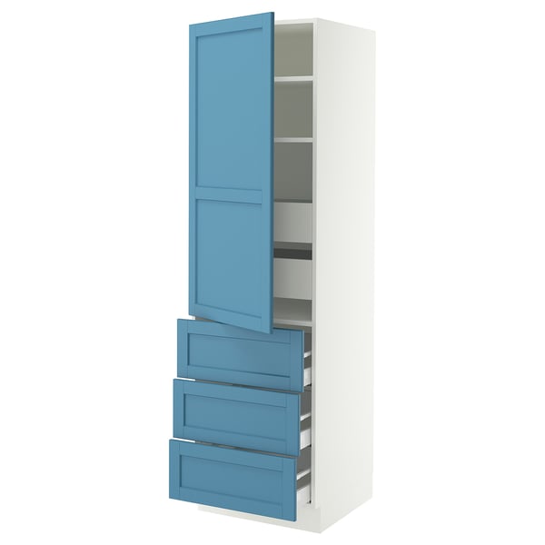 SEKTION / MAXIMERA High cab w door/3 fronts/5 drawers, white/Lerhyttan blue, 24x24x80 "